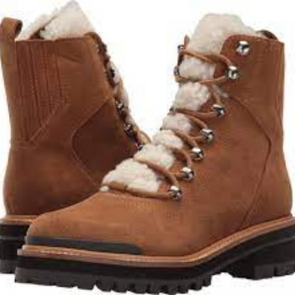 NEW MARC FISHER IZZIE LUGSOLE SUEDE LEATHER ANKLE BOOTS BROWN 6 - Picture 1 of 10